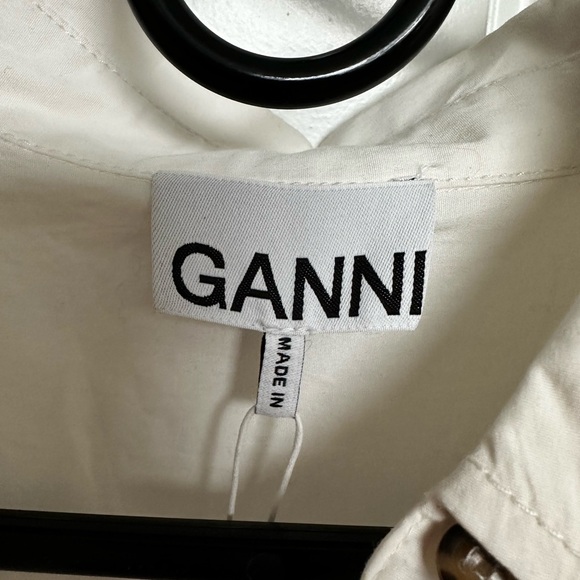 Ganni Egret Button-Up Peplum Blouse - Picture 6 of 7